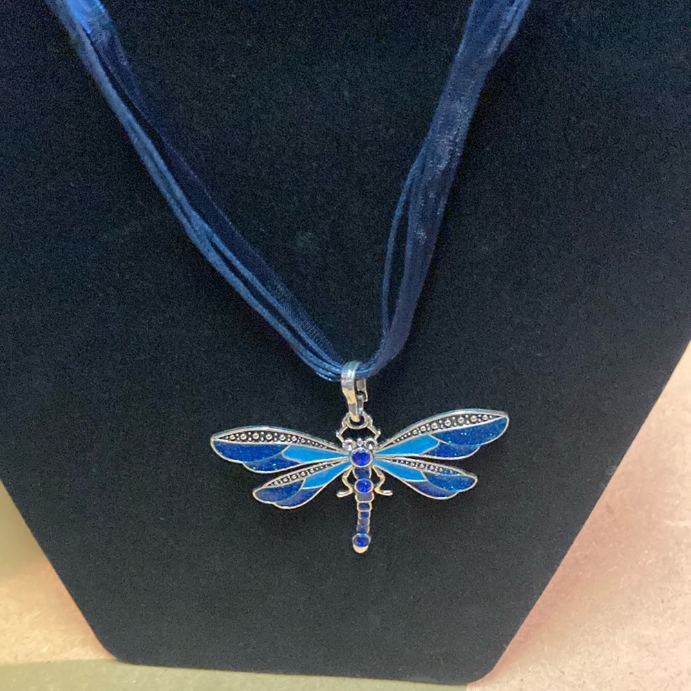 Blue Dragonfly Pendant Necklace